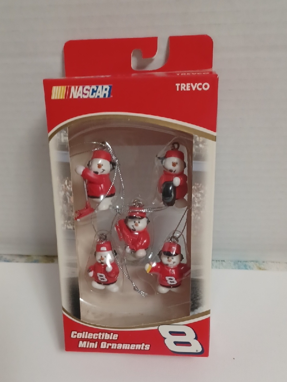 Nascar Red and White Bear Ornament Set - Trevco Mini Collectibles